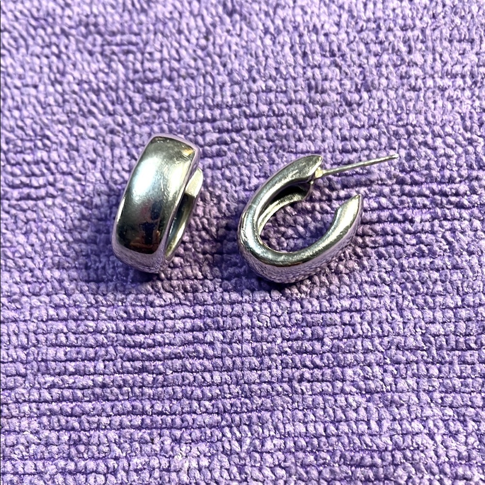 RARE RETIRED Hinged Huggie Silver Earrings